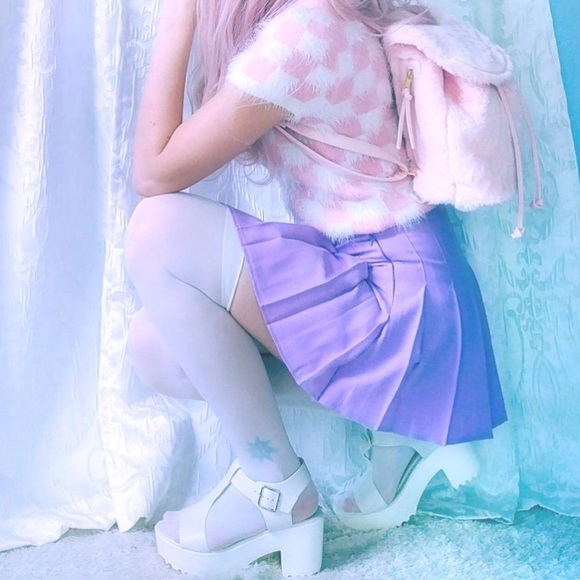 Chunky Lug Heel Platform Heel Sandals White - Picture 4 of 8